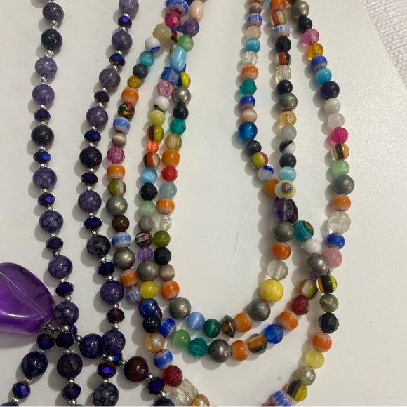 Lot Southwest Style Art Glass Bead Multicolor Necklaces - Picture 8 of 13